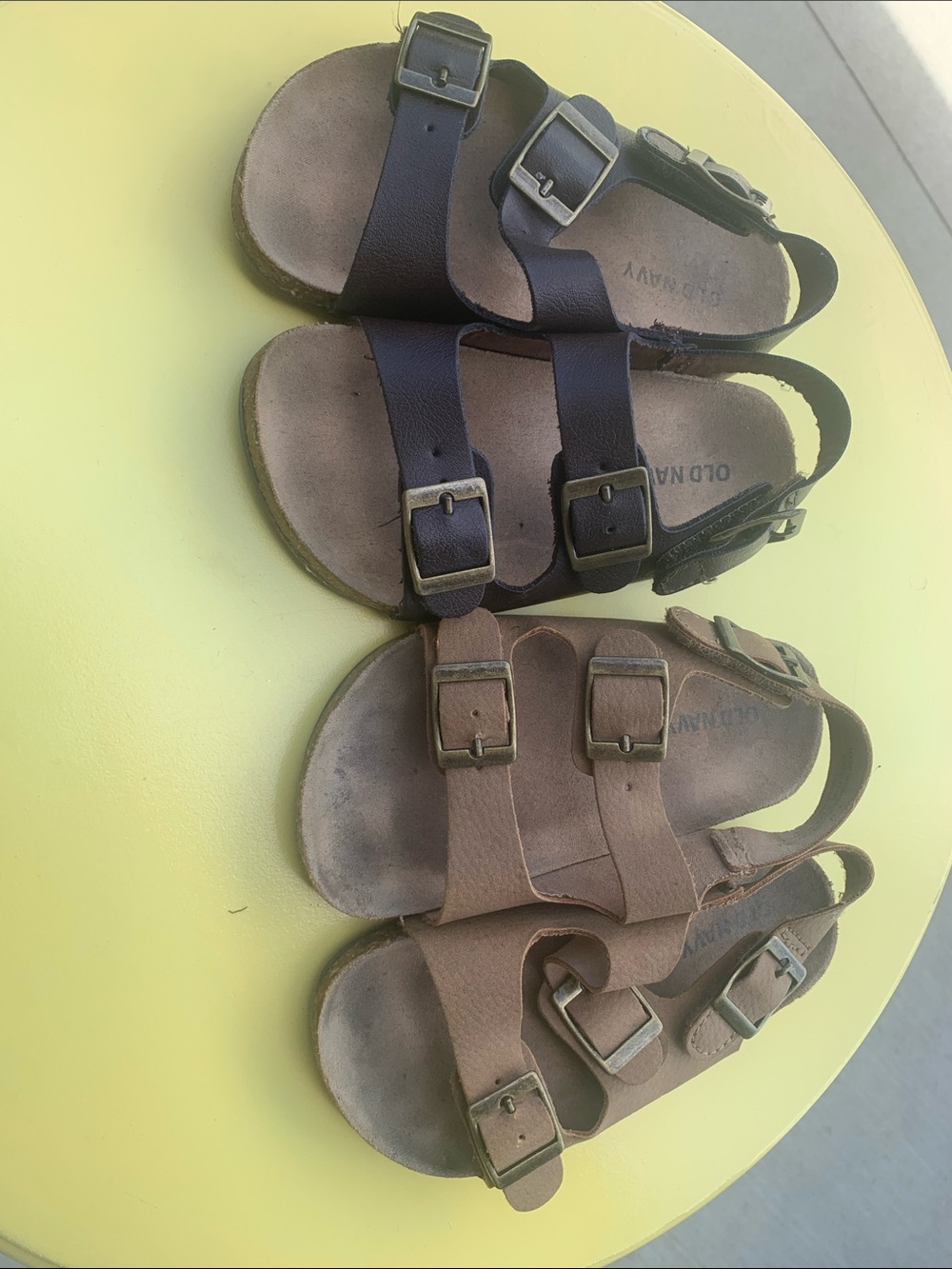 Old Navy Brown and Dark Brown Kids Buckle Sandals